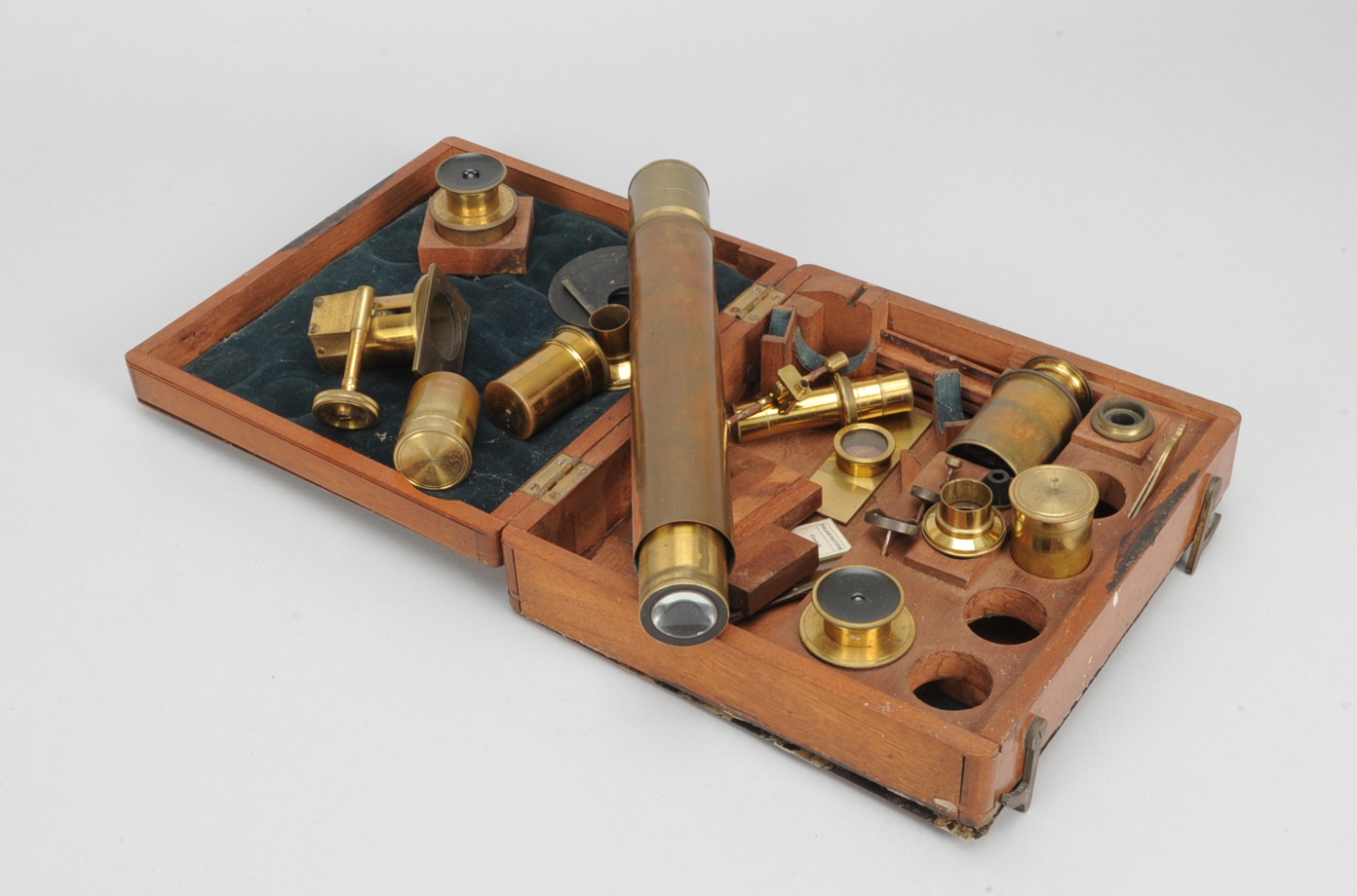 Powell & Lealand and Other Microscope Accessories, mahogany subsidiary accessory case from large