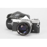 An Olympus OM-1 MD SLR Camera, chrome, serial no 1496317, shutter working, timer working, body G-VG,