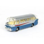 A Tri-ang Spot-On No.156 Mulliner Luxury Coach, steel blue lower body, silver upper with red