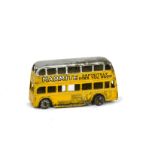 A Pre-War Dinky Toys 29a Motor Bus, yellow body, silver roof, 'Marmite' advertising boards, metal