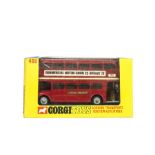 A Corgi Toys 468 "London Motor Show 72" Routemaster Bus, scarce issue in red with promotional labels