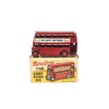 A Morestone Leyland Double Deck Bus, red body, route '7', 'Esso For Happy Motoring' advertising,