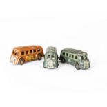 F.G Taylor & Sons Streamlined Coaches, three examples, first orange body, second and third two-