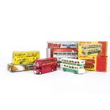 A Dinky Toys 293 Leyland Atlantean Bus, green/white body, 'BP' advertising, 289 Routemaster Bus '