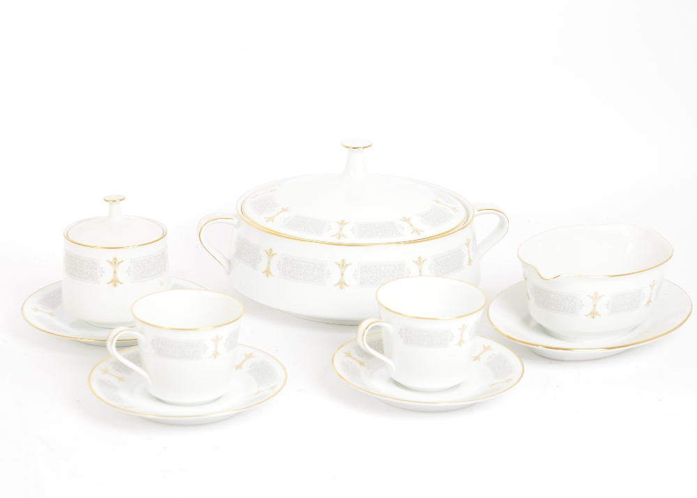 A Noritake Classique Dinner Service, to serve eight including two tureens, dinner plates, tea cups