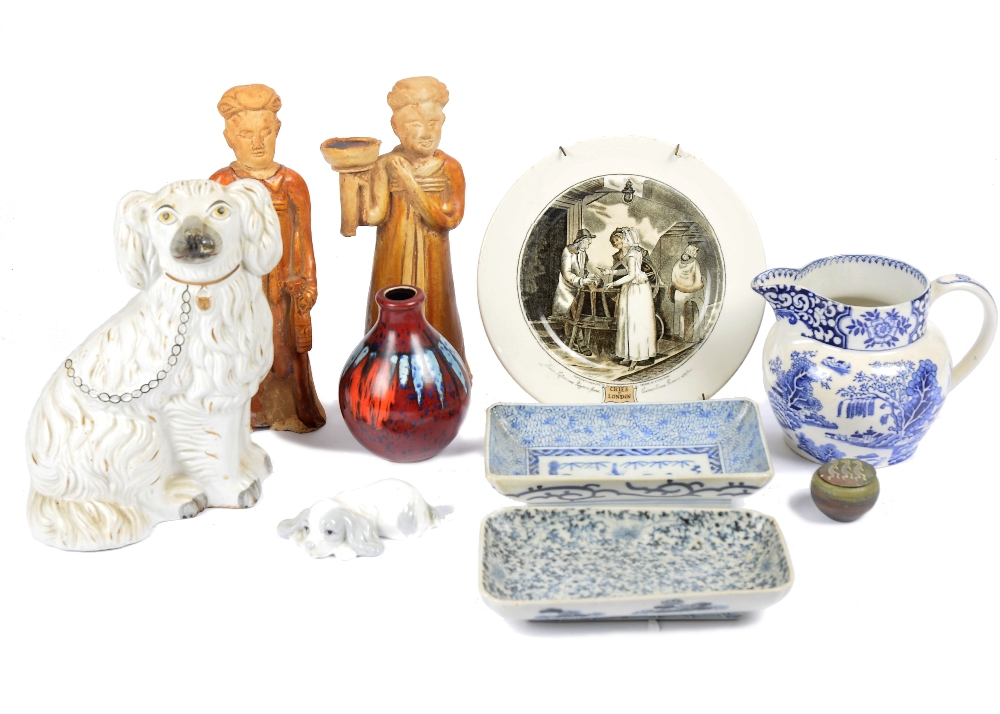 A collection of 20th Century ceramics, including a studio pottery vase, a pair of Adams plates