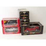 1:18 Scale and Similar Vehicles, a boxed group including Burago 1:18 scale 3025 Dodge Viper, 1:25