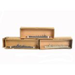 Bassett Lowke 1:1200 Japanese Naval Waterline Ship Models, 'Zintu', 'Natori' and 'Nachi', all tied