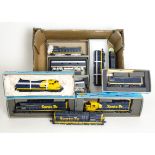 HO Gauge American Santa Fe Diesel Locomotives by Athearn and Others, all in S F blue/yellow,