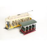G Scale Tramcar and Trailers by Bachmann and LGB, Cross-bench motor tram by Bachmann as United