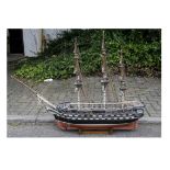 A large scale 3-Masted 'Man of War' Rodney Class 'Nile' Sailing Ship, constructed in wood, very well