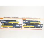 A pair of Hornby 00 Gauge 2-Car Inter-City Train Packs, R3138 blue white and yellow HST 125 2-Car