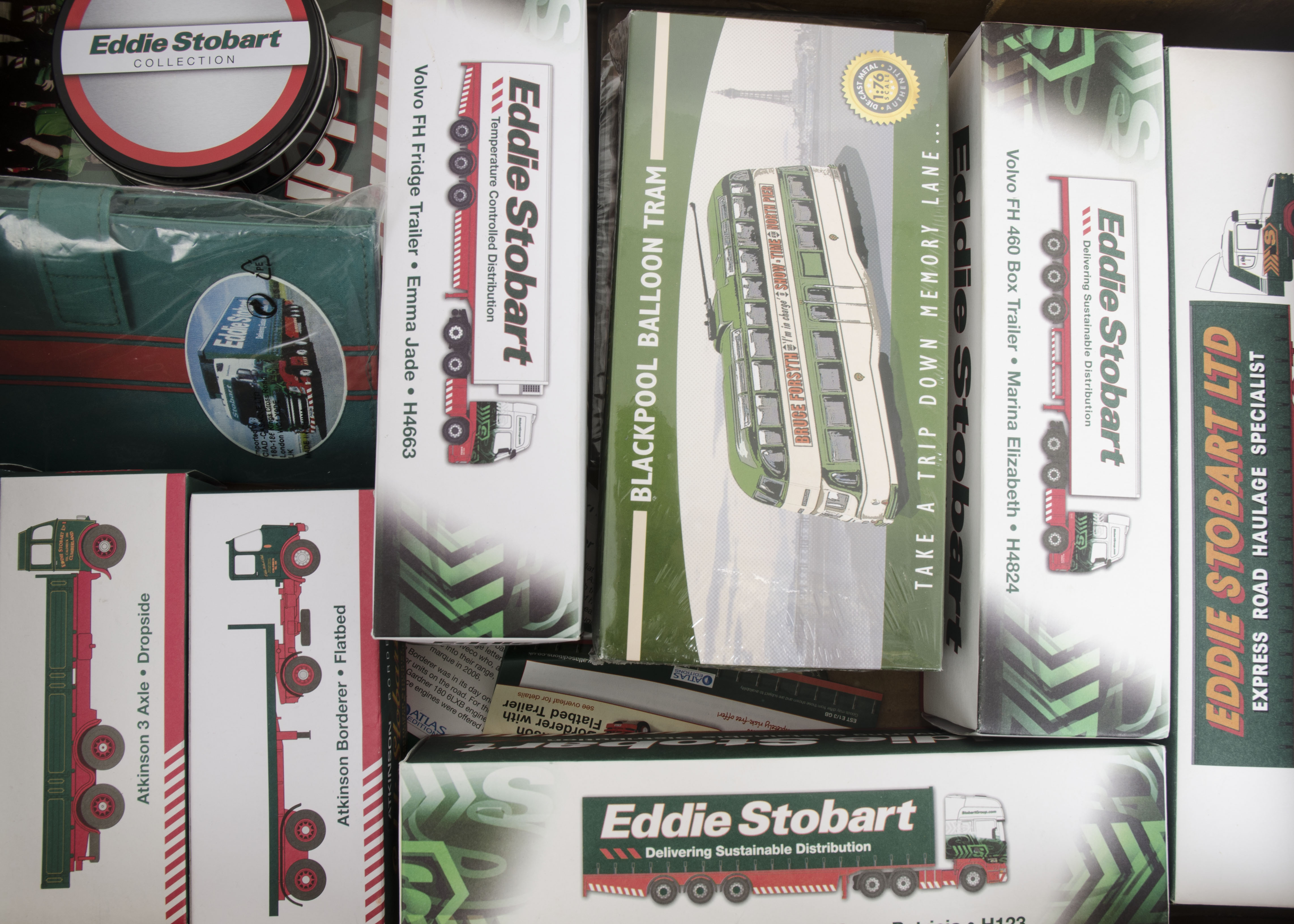 Atlas Editions Eddie Stobart, a boxed group including articulated lorries (4), and smaller