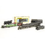 HO Gauge American Steam Locomotives by Various Makers, including a modified Mantua 2-6-6-2T in