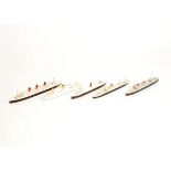 Bassett Lowke 1:1200 Waterline Ship Liner Models, 'Franconia', 'Ceramic', 'Asturias', 'Empress of