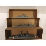 Bassett Lowke 1:1200 US Naval Waterline Ship Models, 'Omaha', 'California' and 'Maryland', all in