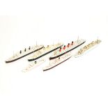 Bassett Lowke 1:1200 Waterline Ship Liner Models, 'Empress of Australia', 'Mauretania', 'Empress