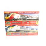 Hornby 00 Gauge R1071 Eurostar and R1155 Pendolino Train Sets, both comprising 4-Car sets, track and