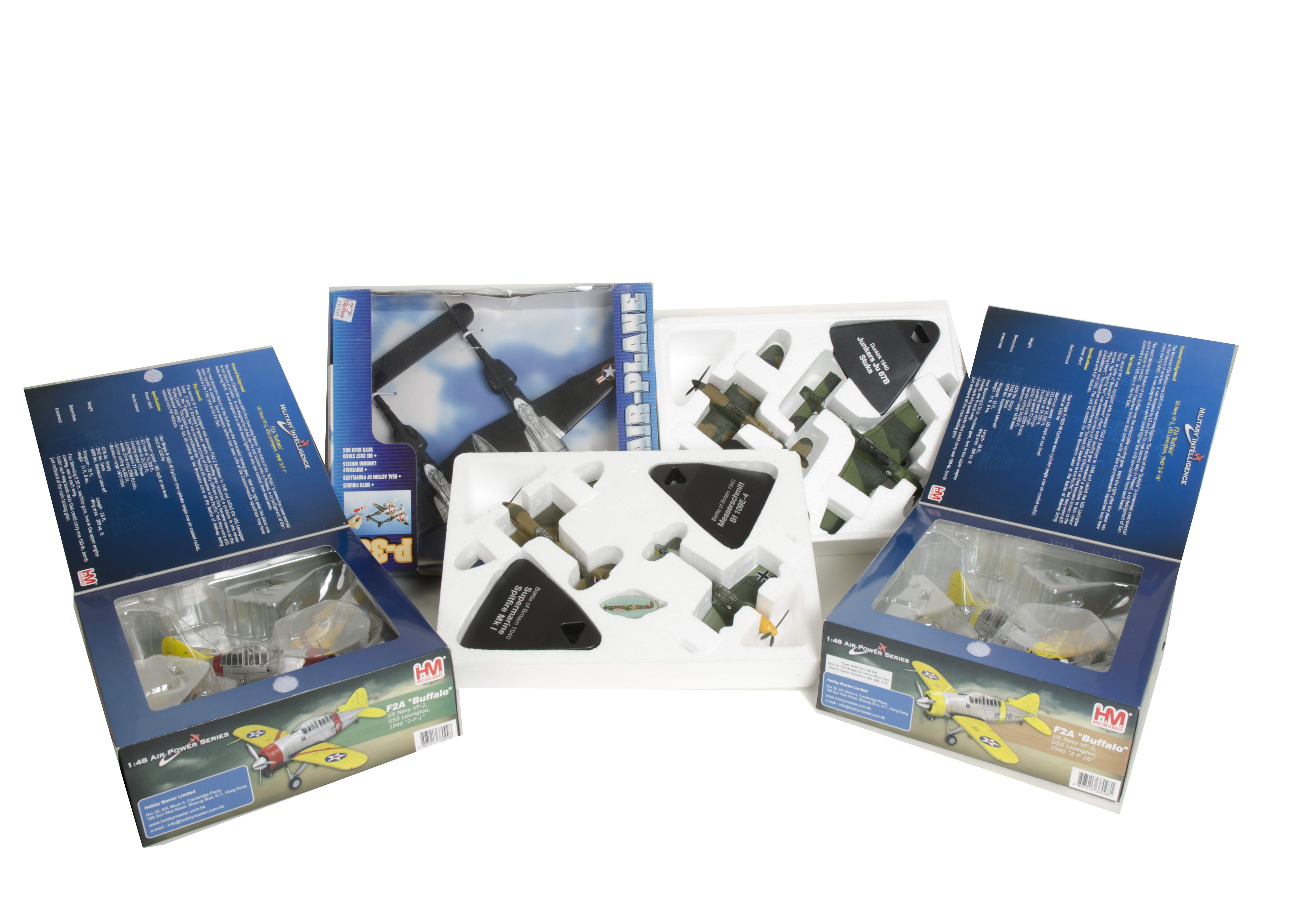 Modern Aircraft Models, a boxed group including Hobby Master 1:48 scale HA7005/HA7006 F2A Buffalo (