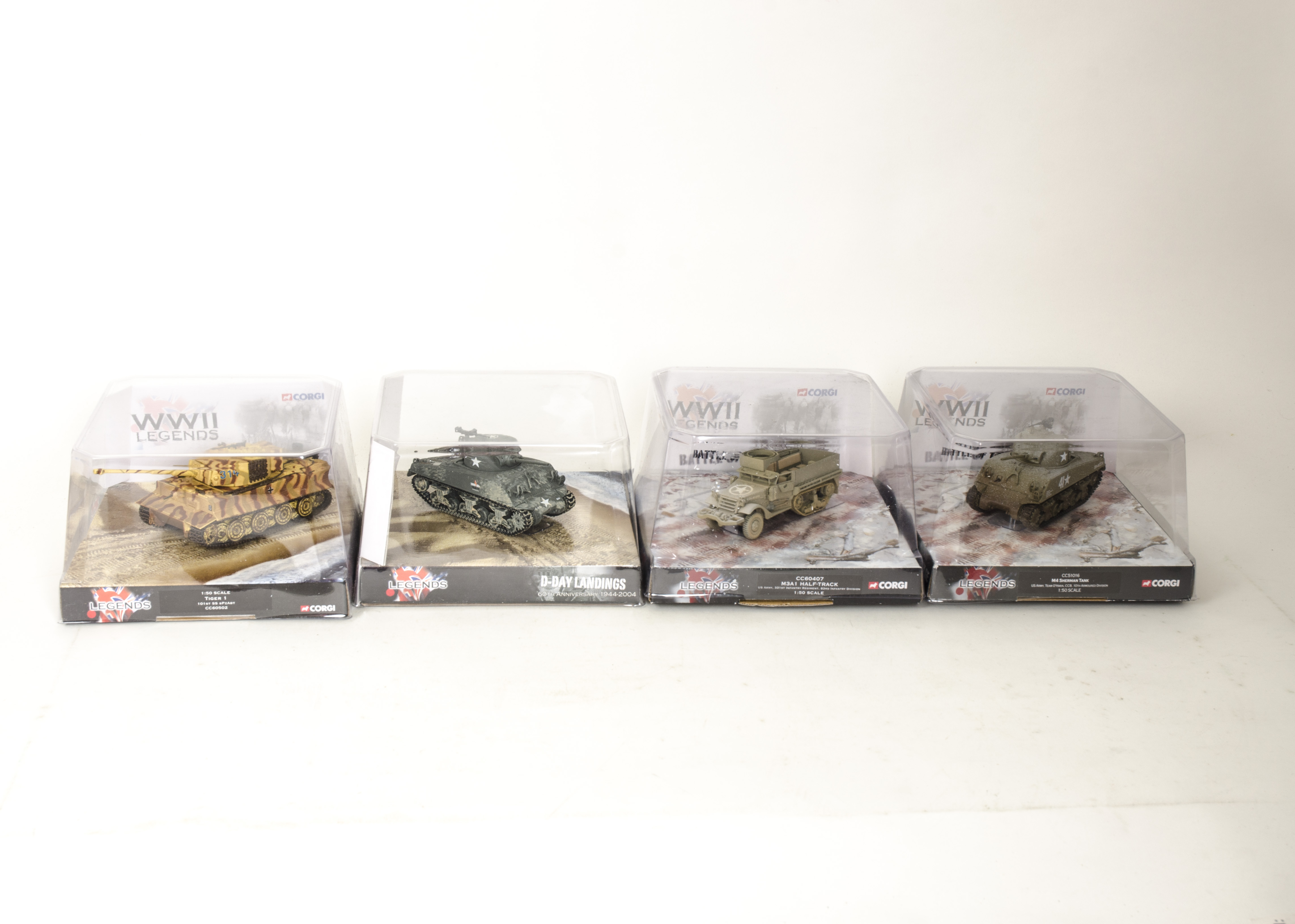 Corgi WWII Legends, a bubble packed group of German and Allied tanks and armoured vehicles, 1:50