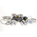 Nintendo N64 Games Console, with two controllers, cables and thirteen games, including Zelda,