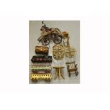 Collection of 1940s-1970s Toys, including large Brio Locomotive and Coaches, Dolls House