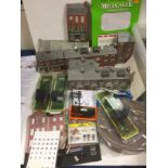 Various 00 Gauge Accessories including card Buildings Lamps and other items, Train Save Yard