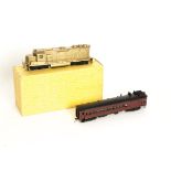 Japanese Brass HO Gauge American Diesel Locomotive and Railcar, the loco a Gem Models GP-40 in