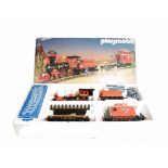 Playmobil 4032 Wild West Train Set comprising 4-4-0 Locomotive and Tender, Flat Car with Can and