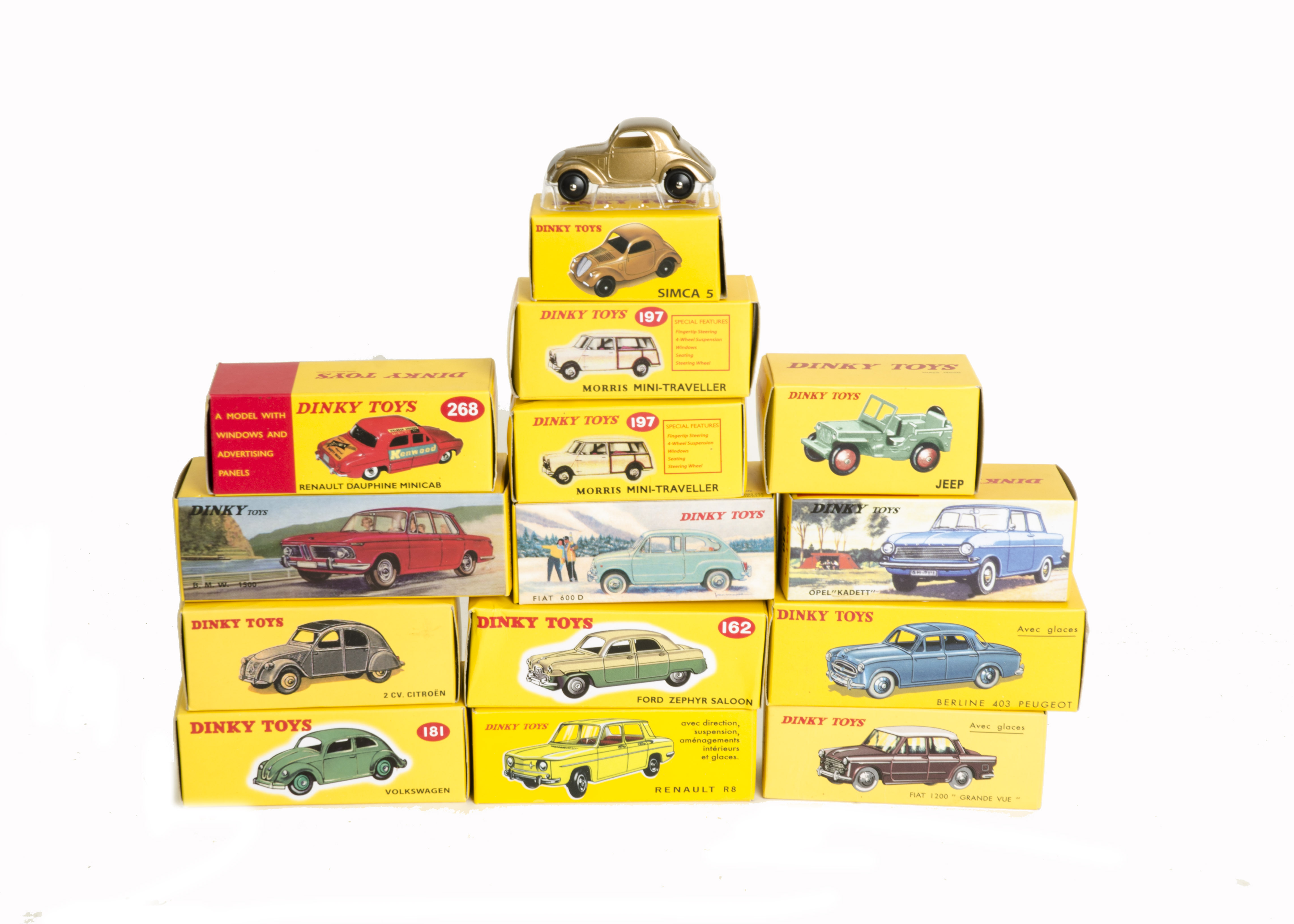 Atlas Editions Dinky, a boxed collection of vintage cars comprising, 540 Opel Kadett, 197 Morris