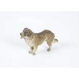 A painted bronze figure of a St Bernard, standing on four legs with its mouth open, height 8 cm