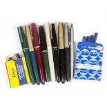 A collection of collectable early to mid 20th Century fountain pens, to include Parker examples,