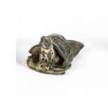 A late 19th Century cold painted bronze figure, possibly Bergman / Namgreb, of a dog emerging from a