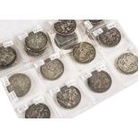 Sixteen Victorian crowns, with dates 1845, 1847, 1888 through to 1900, and an additional 1891,