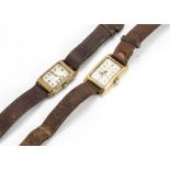 An Art Deco period Vertex 9ct gold gentleman's wristwatch, 22mm rectangular case, 16j movement not