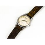 A c1940s Samson Datomaster Super De Luxe chromed gentleman's wristwatch, 34mm case, cream dial