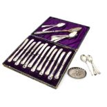 A collection of Victorian and later silver and plated items, including a set of six teaspoons, a