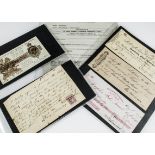 A folder containing bank notes and ephemera, including a letter from Margaret Thatcher, pre-