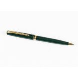 A c1980s Mont Blanc pencil, in green and gold, cap is loose