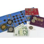 A collection of florins and other small British coins, including shillings, six and three pence's, a