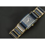 A 1990s Rado Diastar ceramic and gilt gentleman's wristwatch, 25mm case, ref. 160.0281.3 N,