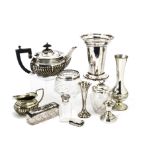 A small group of silver and silver plated items, including a Victorian silver vesta case, an Art