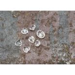 Seven topaz heart shaped loose gemstones, colourless