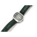 A c1990s Movado HS360 Kingmatic Video stainless steel gentleman's wristwatch, 39mm case, green dial,