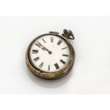A George IV silver pair cased pocket watch, case marked London 1827, AF