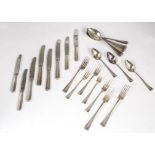 A part canteen of Dutch silver cutlery, modern Old English style, marked DA+, including six