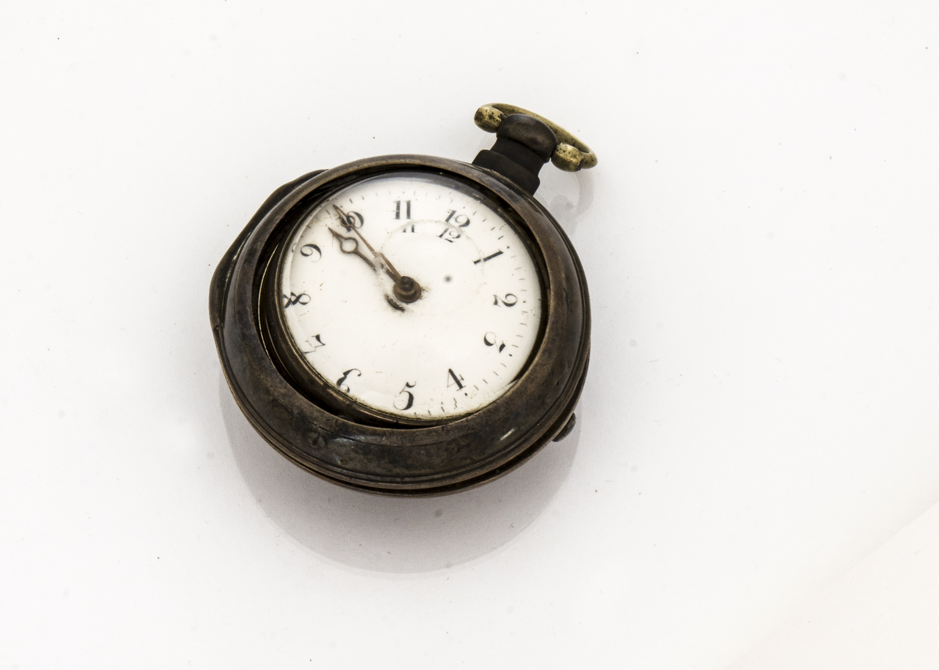 A George II silver pair cased pocket watch by Edward Clemetson of Melton, marked London 1754 to dust