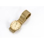 A c1980s Rotary 9ct gold gentleman's wristwatch, 30mm square case on integrated strap, 53g, with