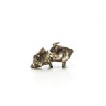 A c1950s silver plated novelty cigar cutter, modelled as a pig, 6.5cm seems in good condition but