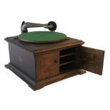 Hornless gramophones, HMV Model 60, now with No 4 soundbox, in oak case (winder replaced, motor